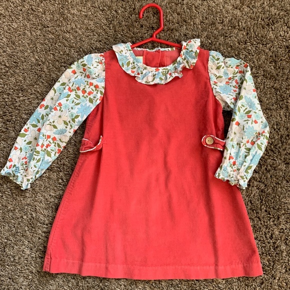 Little English Other - Girl's Little English Red Corduroy Floral long sleeve dress, Sz.3T